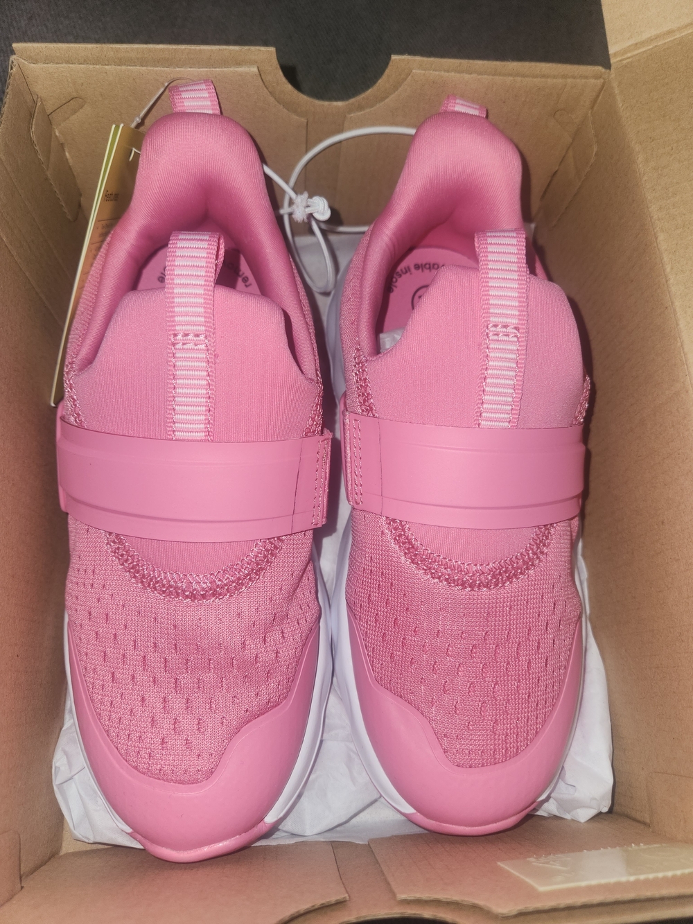 all in motion Kids Pink Slip-On Sneakers with Hook-and-Loop Strap